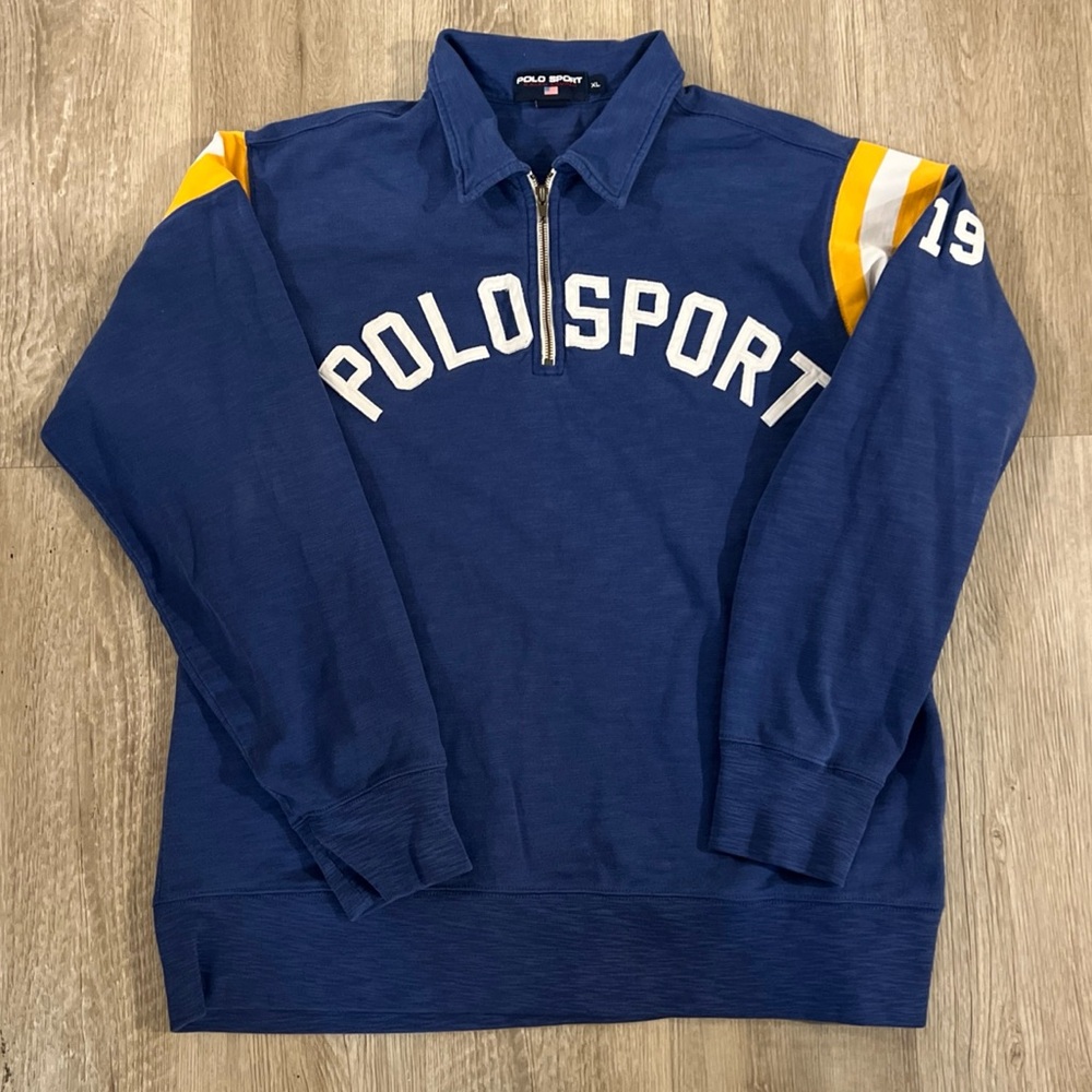 Vintage 90's  XLarge Polo Sport By Ralph Lauren Long Sleeve 1/4 Zip Rugby Shirt